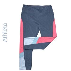 NWOT Athleta Colorblock Sonar Grey Capri Sportswear Athleisure Crop Leggings, S